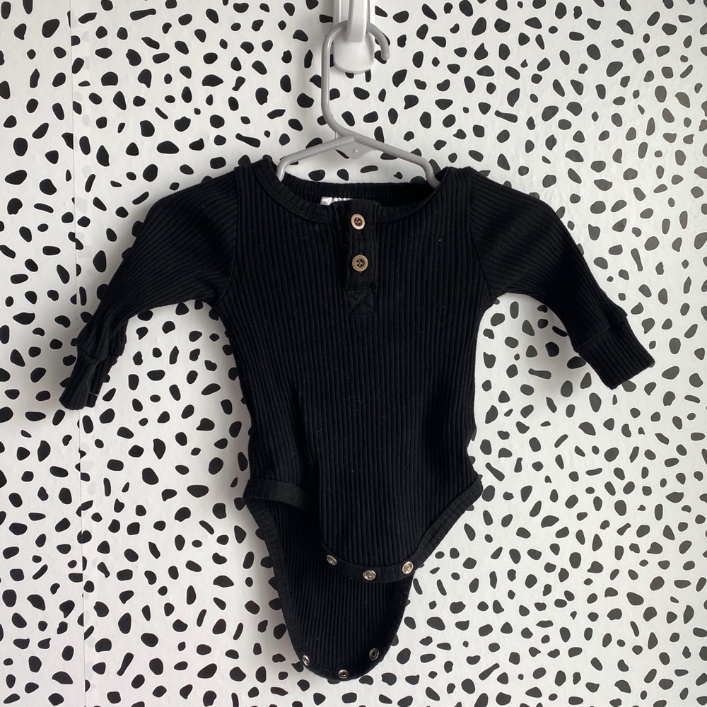 LOS Black Longsleeve Ribbed Onesie